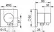 Zweiwege-Umstellventil von Keuco in chrom, eckiges Design mit Schlauchanschluss. Technische Zeichnung zeigt Maße und Anschlussdetails.